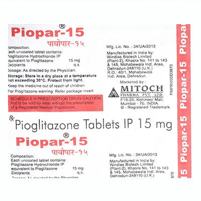 PIOPAR 15 Tablet 15's - Diabetes-Ant