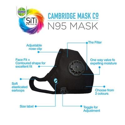 Dettol Cambridge Basic N95 Mask - Anti Virus, Reusable & Washable (Black, S) - Face Mask