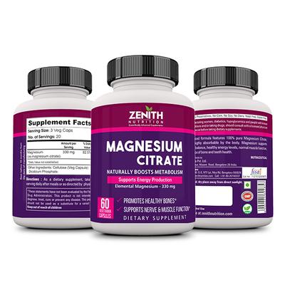 Zenith Nutrition Magnesium Citrate 330 mg Veg Capsules 60's - Calcium And Minerals