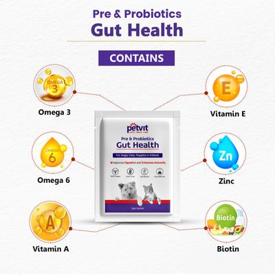 Petvit Pre & Probiotics Gut Health Powder for Dogs, Cats, Puppies & Kittens 20's - Pet accessories