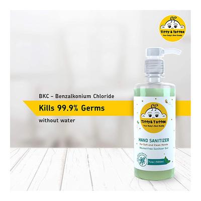 Tiffy & Toffee 99% Water Baby Wet Wipes (Pack of 6 x 80's) + Non-Alcoholic Hand Sanitizer - Tulsi 500 ml - Diapers & Wipes