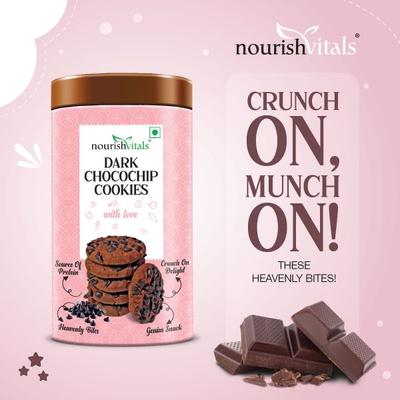 NourishVitals Dark Chocochip Chocolate Cookies 120 gm - Nutritional Bars