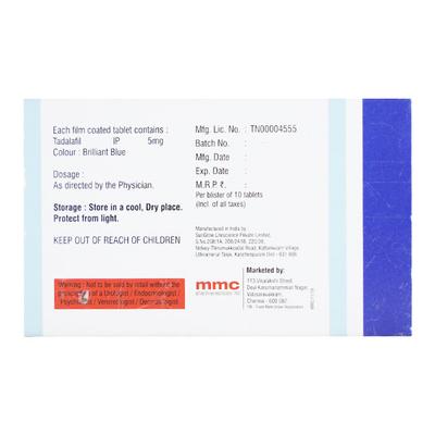TADABLIS 5mg Tablet 10's - Impotence/Erectile Dysfunction (Ed)