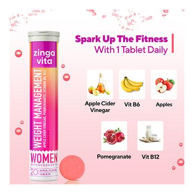 Zingavita Weight Management For Women Effervescent Tablet - Apple Flavour 20's - Weight Loss