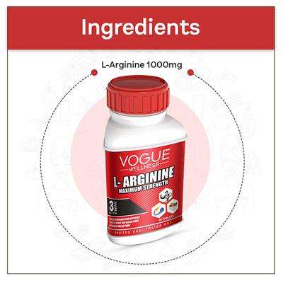 Vogue Wellness L-Arginine 1000 mg Tablet 60's - Amino Acids