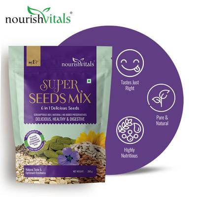 NourishVitals 6 in 1 Super Seeds Mix 200 gm - Nutritional Bars