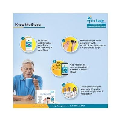 Apollo Sugar Smart Glucometer with Test Strips 25's - Blood Glucose Monitors/Strips