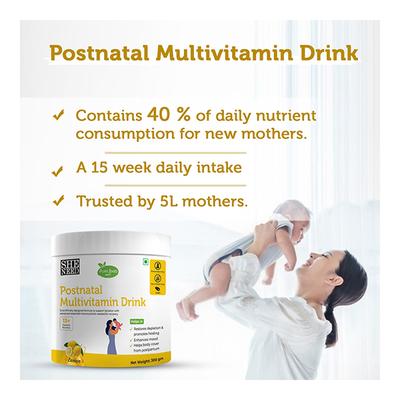 SheNeed Prenatal Multivitamin Drink Powder + Postnatal Multivitamin Drink Powder (Pack of 2 x 300 gm) - Multi-Vitamins