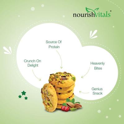 NourishVitals Pista Cranberry Cookies 120 gm - Nutritional Bars