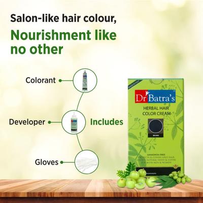 Dr Batra's Dandruff Cleansing Shampoo 100 ml + Herbal Hair Color Cream - Brown 120 gm + Conditioner 100 ml - Hair Treatment