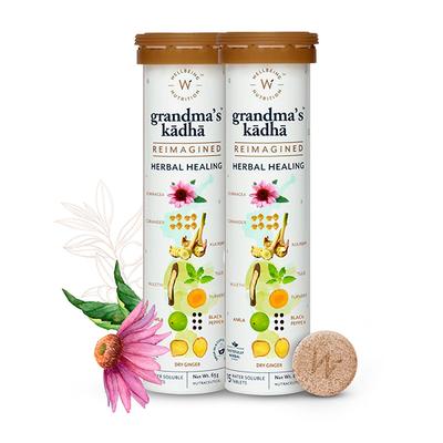Wellbeing Nutrition Grandma's Kadha Ayurvedic Tea Effervescent Tablet (Pack of 2 x 15's) - Green/Herbal Teas