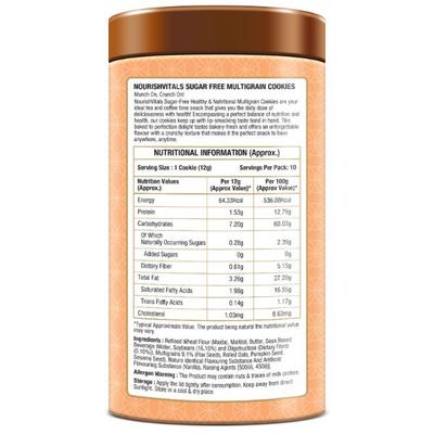 NourishVitals Sugar Free Multigrain Cookies 120 gm - Nutritional Bars
