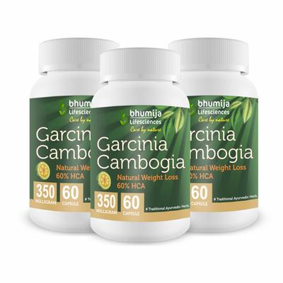 Bhumija Lifesciences Garcinia Cambogia 350 mg Capsule (Pack of 3 x 60's) - Herbal Dietary Supplement