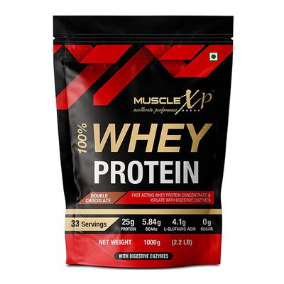 MuscleXP 100% Whey Protein Powder - Double Chocolate Flavour (Pack of 2 x 1 kg) - Whey Proteins