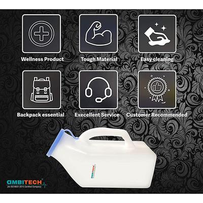 Ambitech Portable Safe Medical Grade Plastic Urine 1000 ml Pot (Pack of 2) - Surgical Instruments