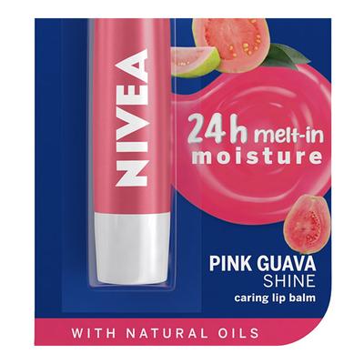 Nivea Caring Lip Balm - Pink Guava Shine 4.8 gm - Lip Balms