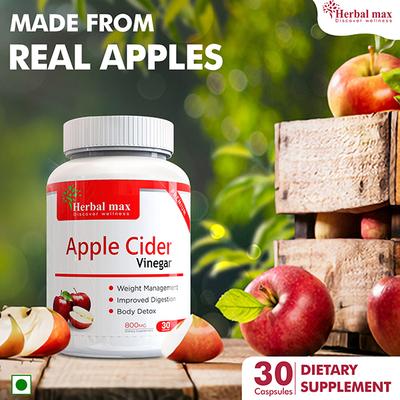 Herbal Max Apple Cider Vinegar Dietary Supplement 800 mg Capsule 30's - Apple Cider Vinegar - Acv