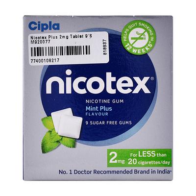 Nicotex Mint Plus Flavour 2 mg Chew Gum Tablet 9's (Cls) - Nicotine Gums/Lozenges