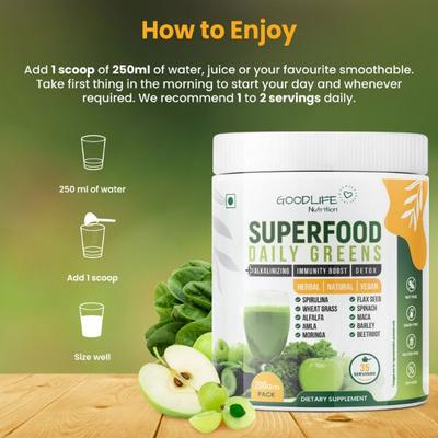 Goodlife Nutrition Superfoods Daily Greens Powder 200 gm - Nutritional Bars