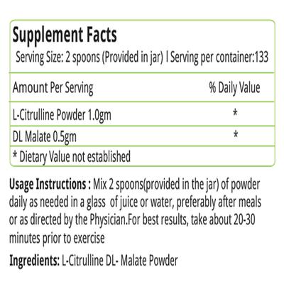Natures Velvet L-Citrulline DL-Malate Powder 200 gm - Speciality Medicines