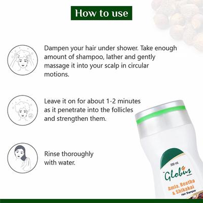 Globus Remedies Amla Reetha And Shikakai Hair Shampoo 200 ml - Shampoos