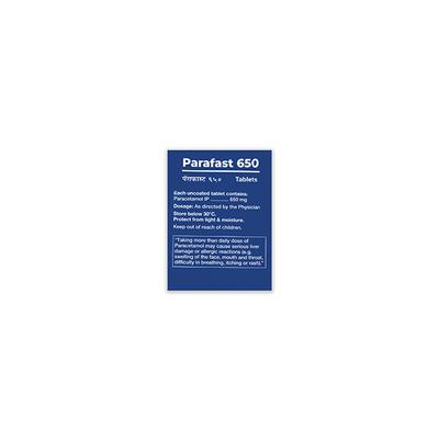 PARAFAST 650 Tablet 10's - Fever-Ana