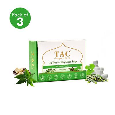 TAC The Ayurveda Co. Tea Tree & Giloy Sugar Soap (Pack 3 x 300 gm) - Personal Care (Ayush)