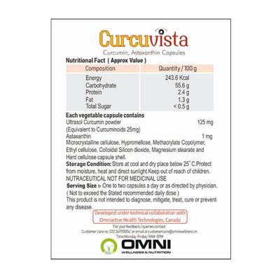 CurcuVista Curcumin and Astaxanthin Veg Capsule 30's - Herbal Dietary Supplement