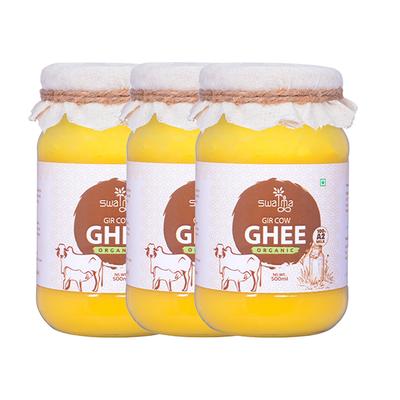 Swatma Gir Organic Cow Ghee (Pack of 3 x 500 ml) - Health Products