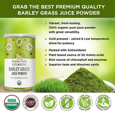 Organic Veda Barley Grass Juice Powder 227 gm - Pure Herbs