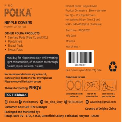 Pinq Polka Premium Cotton Feel Nipple Covers 10's - Breast Pads & Shields