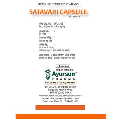 Ayursun Shatavari Capsule 50's - Pure Herbs
