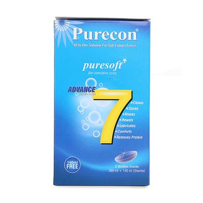 Purecon Puresoft Soft Contact Lens Solution for Sensitive Eyes (360 ml + 140 ml) - Lens Solution