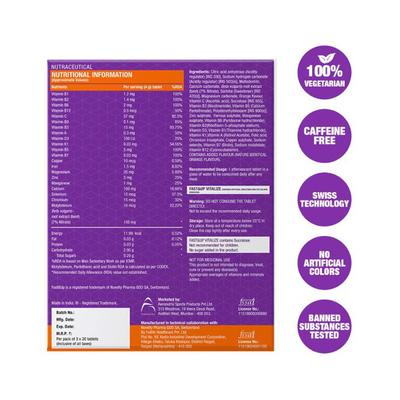 Fast&Up Vitalize Multivitamin Beetroot Effervescent Tablet - Orange Flavour (Pack of 3 x 20's) - Multi-Vitamins
