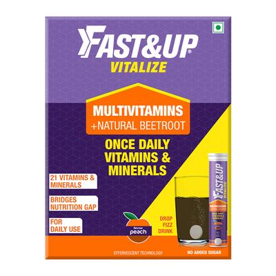 Fast&Up Vitalize Effervescent Tablet - Peach Flavour (Pack of 3 x 20) 1's - Workout Essentials