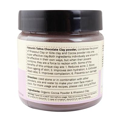 Nature's Tattva Chocolate Clay Powder - Cocoa Powder & Rhassoul Clay 175 gm - Skin-Treatment