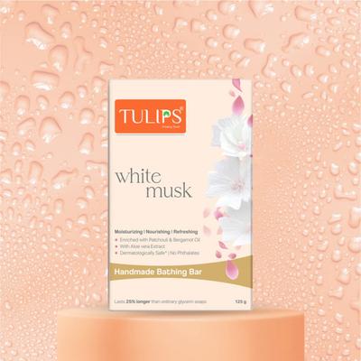 Tulips Handmade Bathing Bar - White Musk 125 gm - Soaps