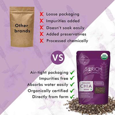 Sorich Organics USDA Certified Organic Chia Seeds 200 gm - Nutritional Bars