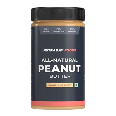 Nutrabay Foods All Natural Peanut Butter - Unsweetened, Creamy 750 gm - Nutritional Bars