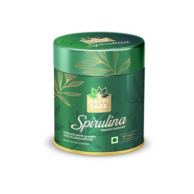 Happi Sage Spirulina Organic Veg Capsule 120's - Herbal Dietary Supplement