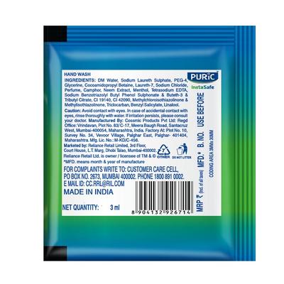 Puric InstaSafe Handwash Travel Pack - Camphor & Neem 3 ml - Hand Wash & Soaps