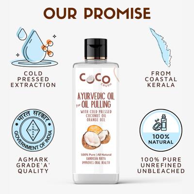 Coco Crush Ayurvedic Cold Pressed Oil Pulling Coconut Oil - Orange 50 ml - Personal Care (Ayush)