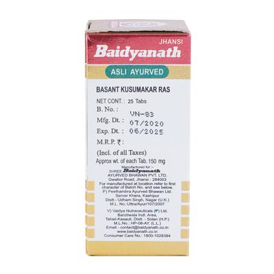 Baidyanath Basant Kusumakar Ras with Gold Tablet 25's - Speciality Medicines