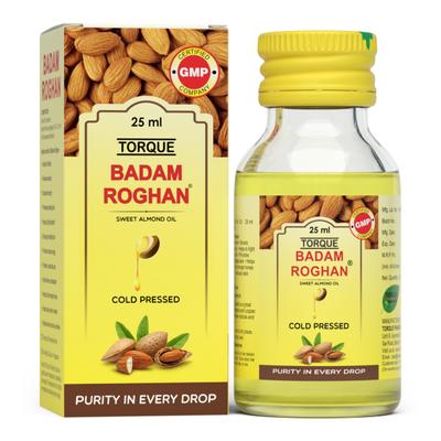 Torque Badam Roghan Cold Pressed Sweet Almond Oil (Pack of 6 X 25 ml) 1's - Personal Care (Ayush)