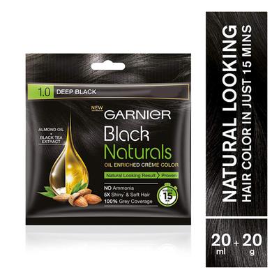 Garnier Black Naturals Oil-Enriched Cream Colour - Deep Black (20 ml + 20 gm) - Crème