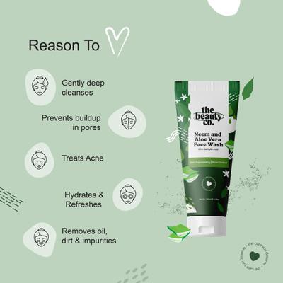 The Beauty Co. Face Wash - Neem And Aloe Vera 100 ml - Face Wash & Cleansers