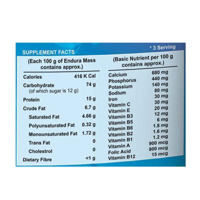 Endura Mass Weight Gain Powder - Vanilla Flavour 3 kg - Weight Gain