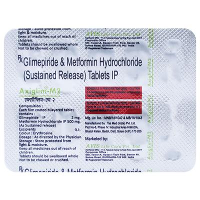 AXIGLIM M 2mg Tablet 10's - Diabetes-Ant