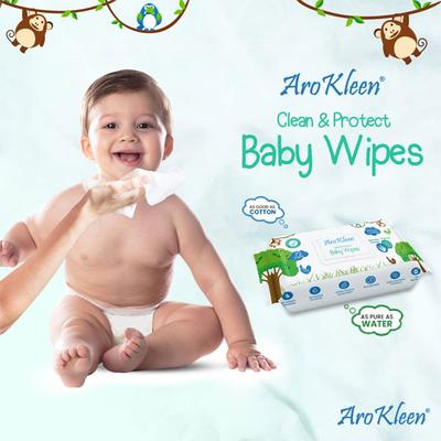 AroKleen Clean & Protect Baby Wipes - Aloe Vera Extract & Vitamin E (Pack of 12 x 72's) 1's - Diapers & Wipes