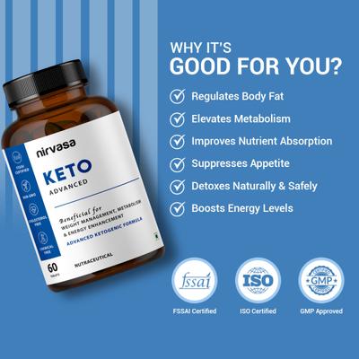 Nirvasa KETO Advanced Fat Cutter Tablet (Pack of 6 x 60's) 1's - Weight Loss